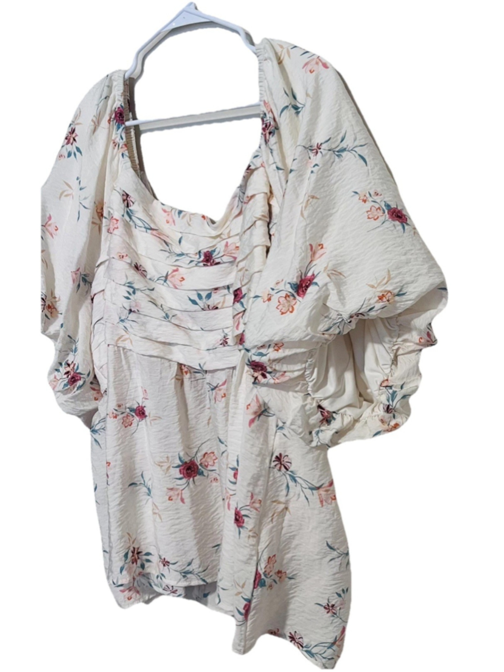 Torrid Floral Blouse Women’s 4X 4 Ruffle Balloon Sleeve Top Cottagecore Romantic